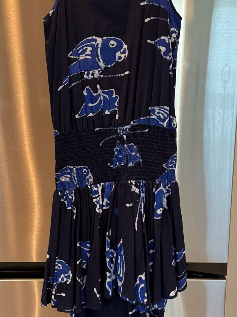 Vintage Barboglio Cristina Jan Dress Asymmetrical Bird Print Boho 80s + Scarf